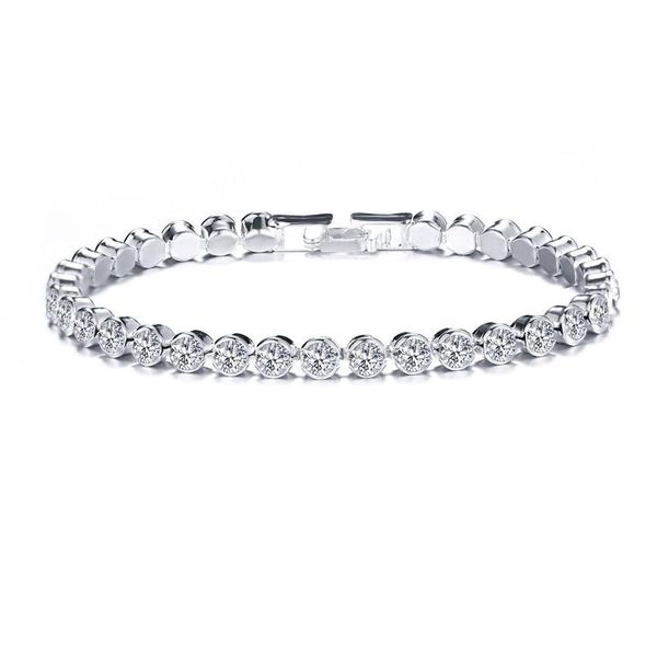 

fashion charm cz tennis bracelets for women men one row white clear zircon jewelry braclets gift bracelet pulseira, Golden;silver