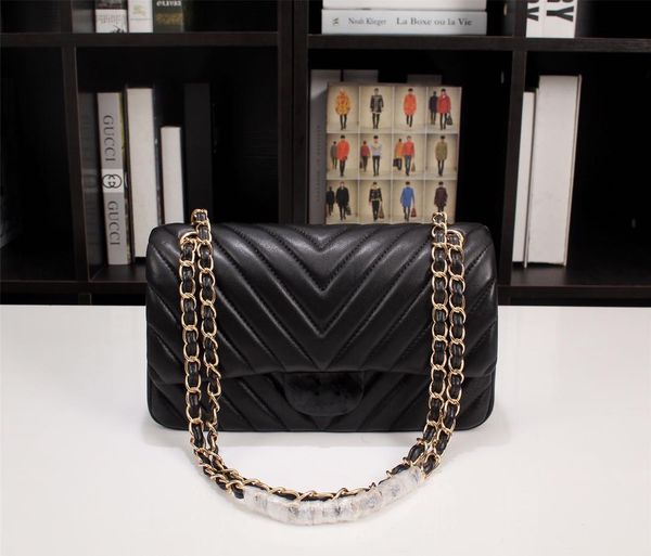 

Cla ic tyle heep kin chain houlder bag for women brand v grid real leather cro body handbag bag for ladie 25 5 15 7 5cm 1112
