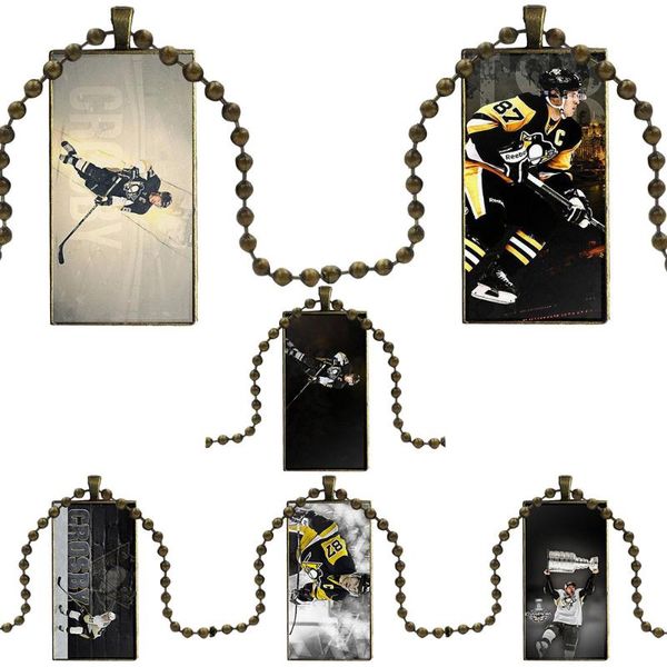 

for women girls ladies statement gift sidney crosby glass cabochon choker pendant rectangle necklace steel color jewelry, Silver