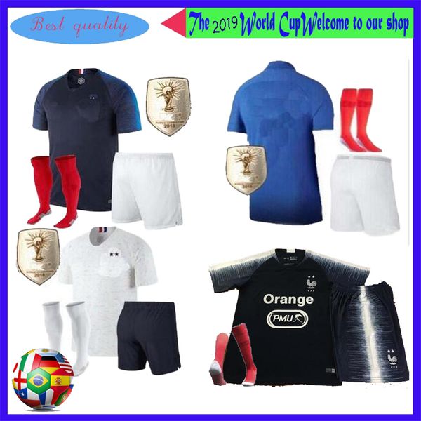 

Maillot de foot enfant 2018 2019 2020 royal blue white blu kid 2 tar two etoile equipe de france uniform french kit jer ey pant ock, Black;red