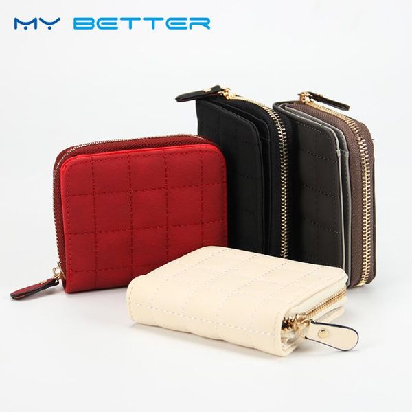 

new fashion women purse card holder women small wallet zipper clutch short coin card coin purse female wallets bag, Red;black