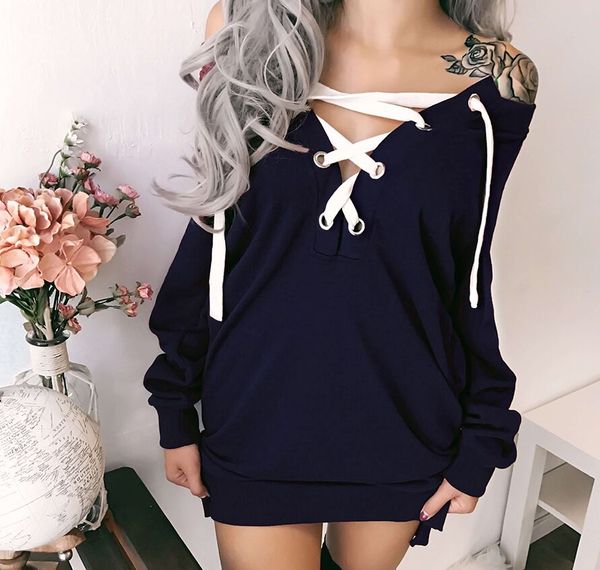 

sweater with long sleeve women fashion lace up autumn winter solid color luxury stylish clothes for womens s-xxl quality, Black