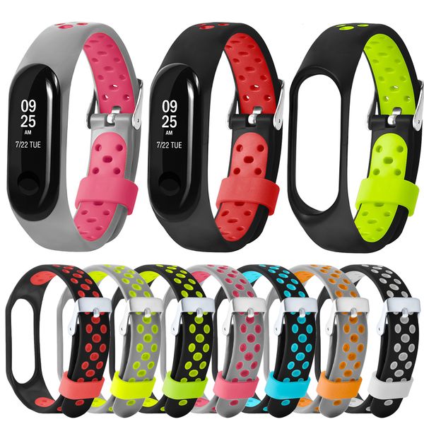 

watchband for mi band 3 smart watch band replacement silicone strap accessories for mi 3 sport wristband straps, Black;brown