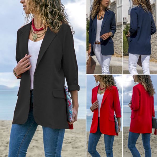 

new fashion lady office blazer solid suit blazer coat outwear spring autumn women casual loose coat size 34-40, White;black