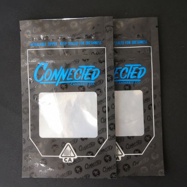 

3.5g 1 Pound connected Smell Proof Bags with CONNECTED Child Proof Bag Stand Up Pouch Dry Herb Flowers 6 Flavors Sticker