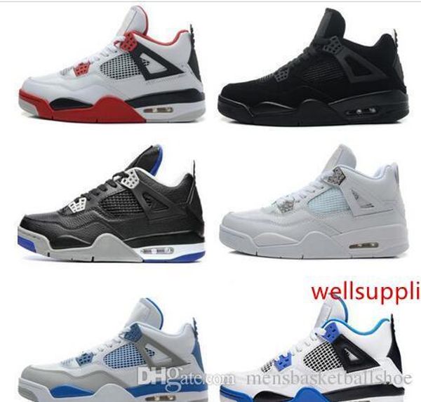 

quality high 2019 4 4s basketball shoes men pure money royalty white cement premium black bred fire red mens sports sneakers size 8-13