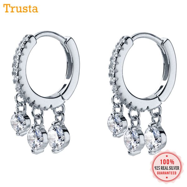 

trustdavis 100% 925 solid sterling silver geometric tassel cz ear cuff clip earrings for women fashion earings jewelry da273