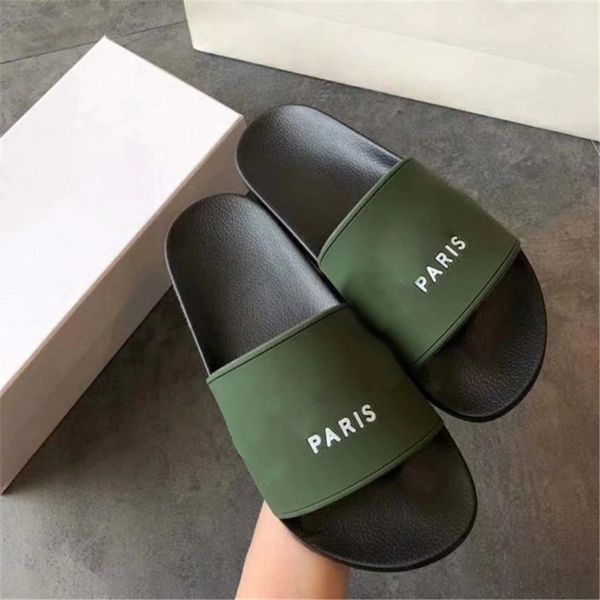 

with box fashion slide sandals slippers for men women designer beach flip flops slipper quality, Black