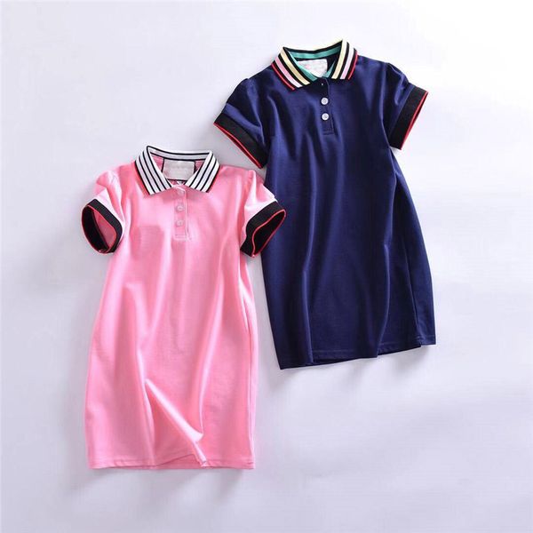 

Дизайнерская детская одежда Летнее платье для девочек Платья поло с коротким рукавом Прекрасная дорогая G Одежда с воротником Повседневная спортивная одежда