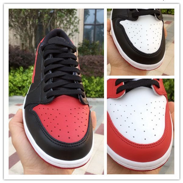 

новый 1 og низкого разводили черных красного носок мужчины ботинки баскетбола белого спорта на открытом воздухе моды тренеры кроссовок черно
