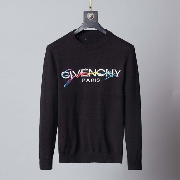 

роскошные мужские моды свитер пуловер письмо вышитые свитер с длинным рукавом высокое качество повседневная свитер зима мужская одежда кругл, White;black