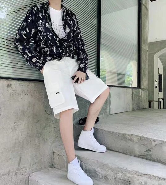 

fashion tuxedo 2020 men's shirt gold slim long sleeve men's multicolor casual floral shirt fashion large size business office, White;black