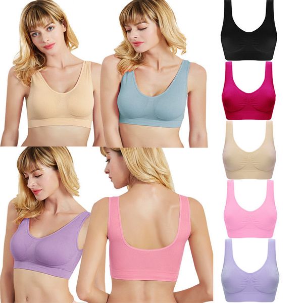 

women's solid color light seamless wirepadded contour cross back workout fitness jogging gym sports bra s-3xl, White;red