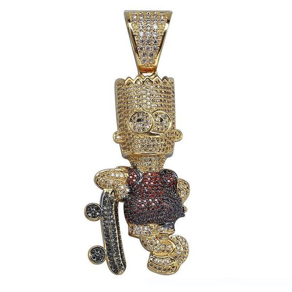 

fashion-mens hip hop iced out gold pendant necklace cartoon simpson pendant necklace fashion necklace jewelry, Silver