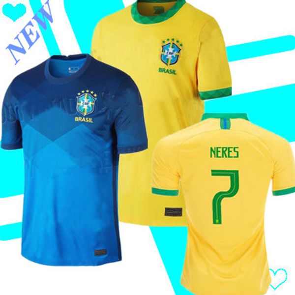 

thailand brazil new soccer jersey neres camiseta de futebol copa america 18/19 brasil g.jesus marcelo vinicius men+kids woman football shirt, Black