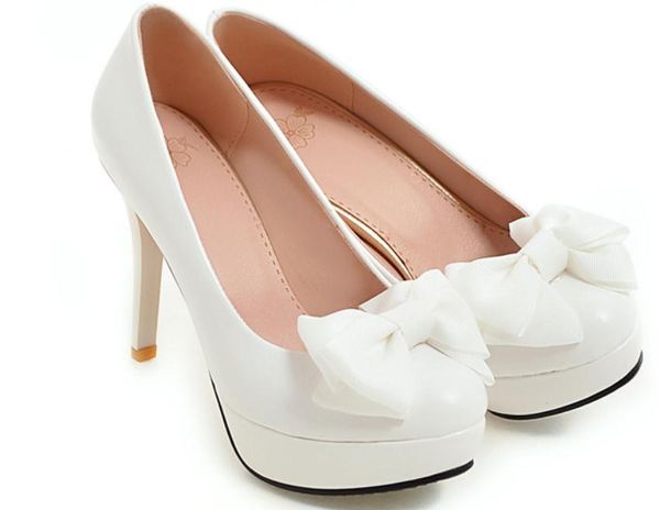 

women's shoes in spring and autumn high fine heel round head waterproof table bowknot@kl698, Black