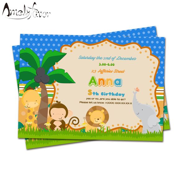 

jungle animals theme party invitation card birthday party event safari animal decorations supplies blank custom-made invitations