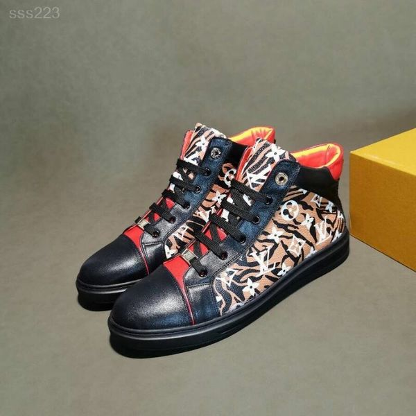 

2020 leather fashion high-shoes men winter plus velvet warm cotton shoes breathable mens trainer fashion vintage sneakers runners, Black