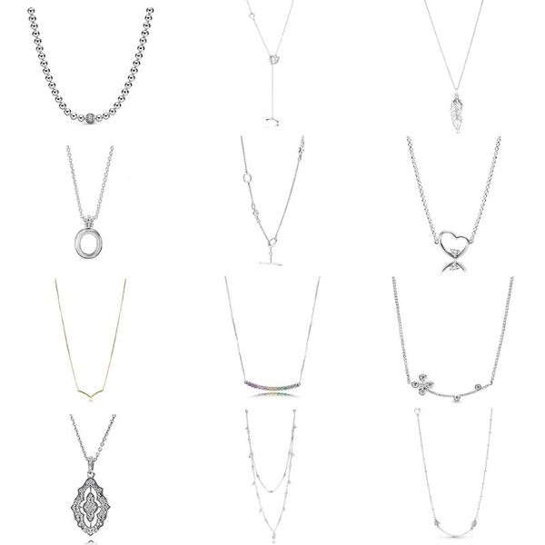 

kakany 2020 100% s925 sterling silver floating crown o beads and pave necklace clavicle chain suitable for diy women's jewelry