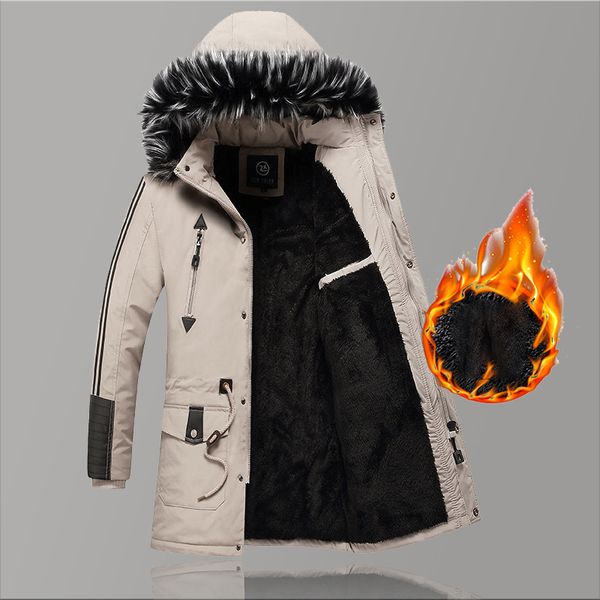 

3xl fashion parkas winter men coat long warm fashion parka coats men's jacket hooded parkas casual thick breathable men clothing, Black