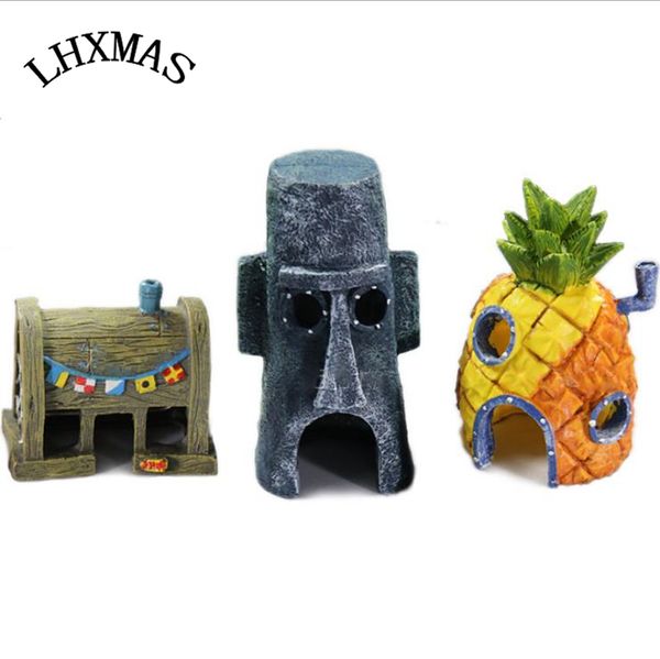 

artificial fish tank decoration aquarium background pineapple house aquarium plants rock cave accessories a057