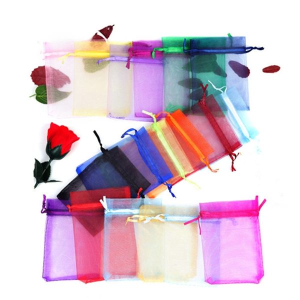 

100pcs 8 sizes sheer organza wedding party favor gift candy bags jewelry pouches tjm9102