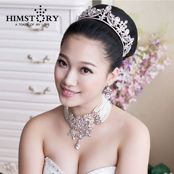

ювелирное himstory европейский royal princess большой стразы кристалл свадебные прически корона королева люкс для волос аксессуары для волос, Golden;white