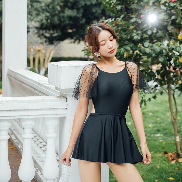 

women swimwear 2019 one piece bikinis female swimsuit plus size bikini one-piece black thin style korean ins red, White;black