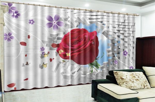 

3d печати занавес для гостиной цена delicate rose from the wall 3d цифровой печати hd практические красивые шторы