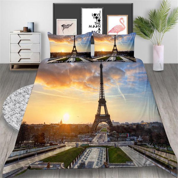 Eiffel Tower Bedding Set King Size Romantic Lifelike Duvet Cover Eiffel Tower Bedding Set King Size