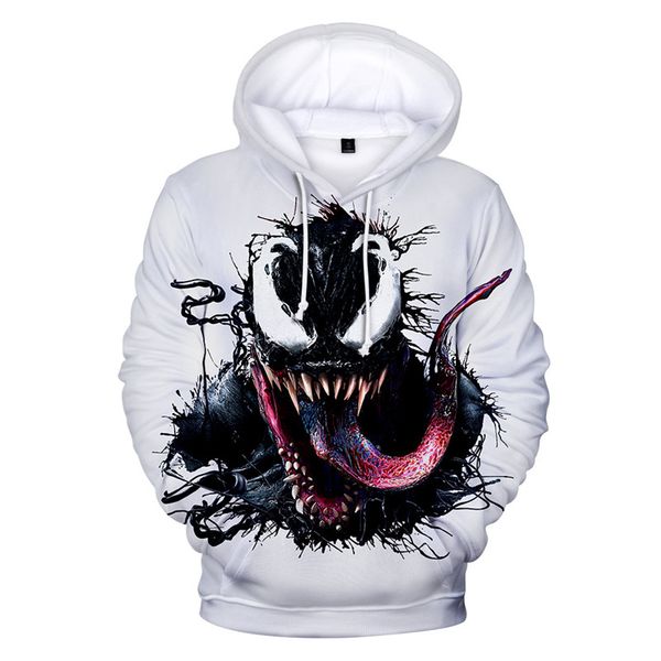 

autumn winter fashion popular marvel movie venom 3d printed hoodies with pocket men hooded sweatshirts hip hop dropshopping, Black