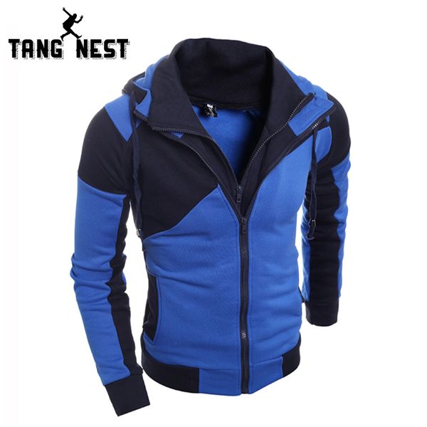 

tangnest new arrival 2017 men hooded sweatshirts slim personality fashion hoodies soft fit casual sweatshirts male mww863, Black