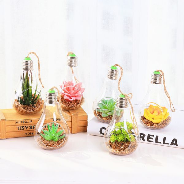 

2019 new artificial potted plant portable mini simulation succulents tropical cactus lifelike fake flower vase bonsai office home decor