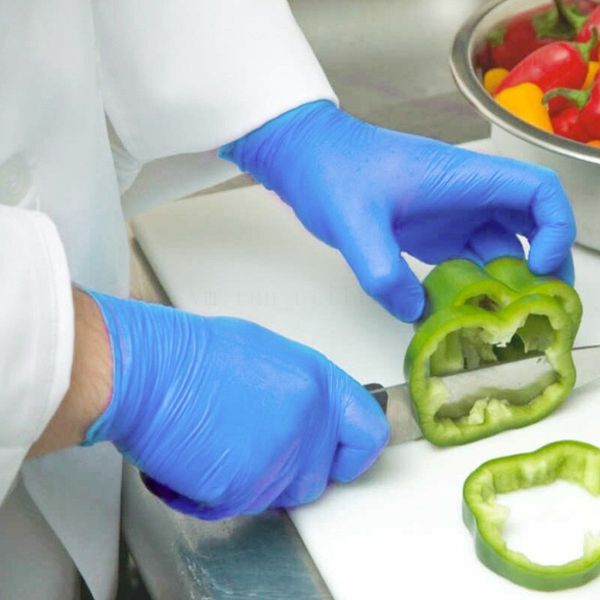 

синие одноразовые перчатки из пвх без порошка (без латекса) упаковка из 50 пар перчаток противоскользящие противокислотные защитные перчатки