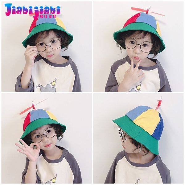 

summer bucket hat for kids spring thin fabric boys girls sun shade beach hat children's baby fun windmill visor 2-8 old