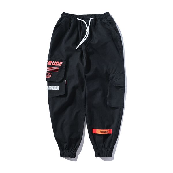 

wholesale 2020 spring autumn overalls men's street joggers loose harem pants beam cargo tactical harem trousers men, Black