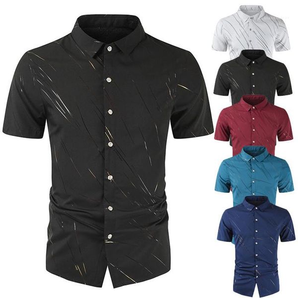 

lapel neck short sleeve shirt males fashion mens 3d letter print casual shirts summer designer striped, White;black