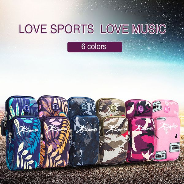 

creative running arm bags autumn camouflage branch style arm package holders for phone money keys with headset hole