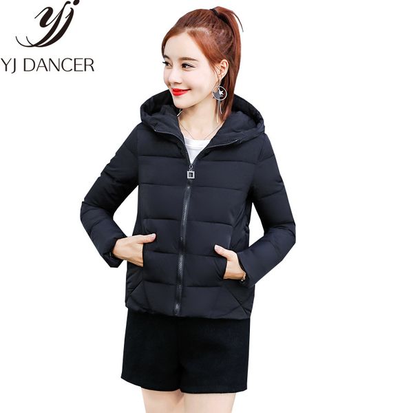 

casual new winter slim thicken warm coat long sleeve hooded fur collar clothes 2018 europe america women's clothing css101, Black
