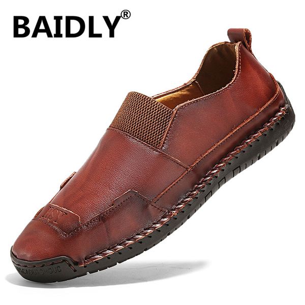 

classic comfortable casual leather shoes men loafers shoes split leather men flats moccasins plus size, Black