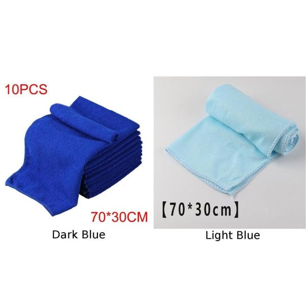 

10pcs 70*30cm microfiber car cleaning cloths kitchen dish wash towel absorbent rag blue wasking towel