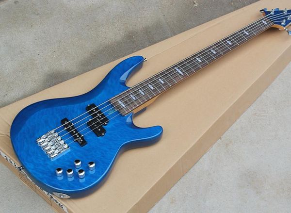 

2018 5 струнная голубая электрическая бас-гитара с облицовкой из облаков