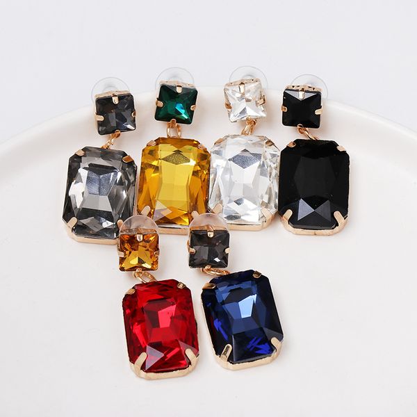 

joolim jewelry wholesale square glass drop earring dangle earring, Silver