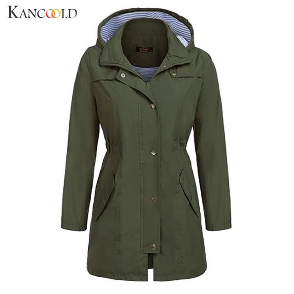 

kancoold coats women solid rain jacket outdoor hoodie waterproof hooded raincoat fashion new woman coats and jackets 2019jul29, Black;brown
