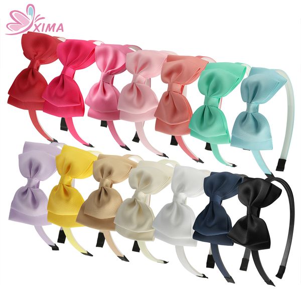 

xima 14pcs/lot 4'' grosgrain hair ribbon bow headband girls plastic teeth hairband tiaras party headband hair accessories, Slivery;white