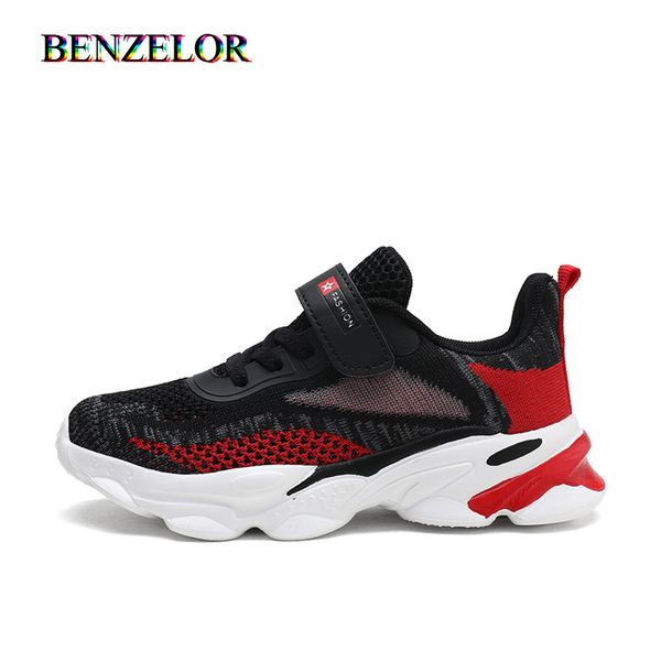 

benzelor 2020 kids shoes boys girls sneakers non-slip students mesh casual lightweight sport running breathable summer shoes, Black;red