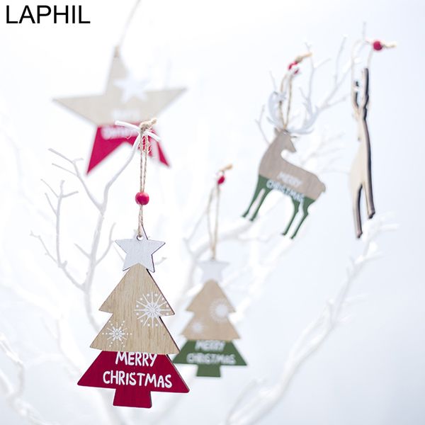 

laphil 2pcs wooden christmas pendant angel snowman xmas tree hanging ornaments christmas decorations for home 2019 party supplie