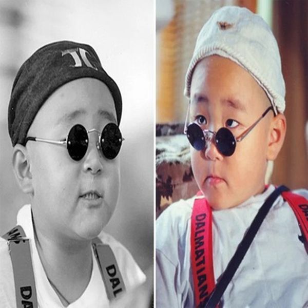 

sell well cool retro black blue round kids sunglasses brand little girl/boy baby child glasses goggles oculos uv400 small face, White;black