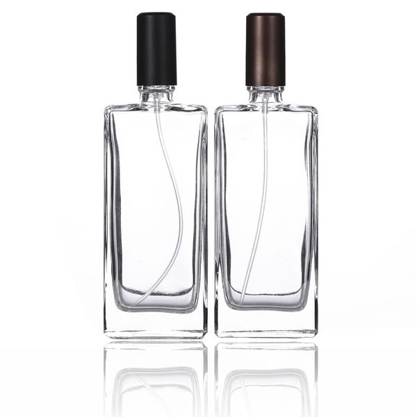 

50ml transparent glass perfume bottles portable empty spray fragrance bottle atomizer refillable bottles with black brown lid