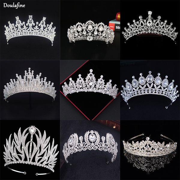 

diverse silver crystal bride tiara crown fashion pearl queen wedding crown headpiece wedding hair jewelry accessories wholesale